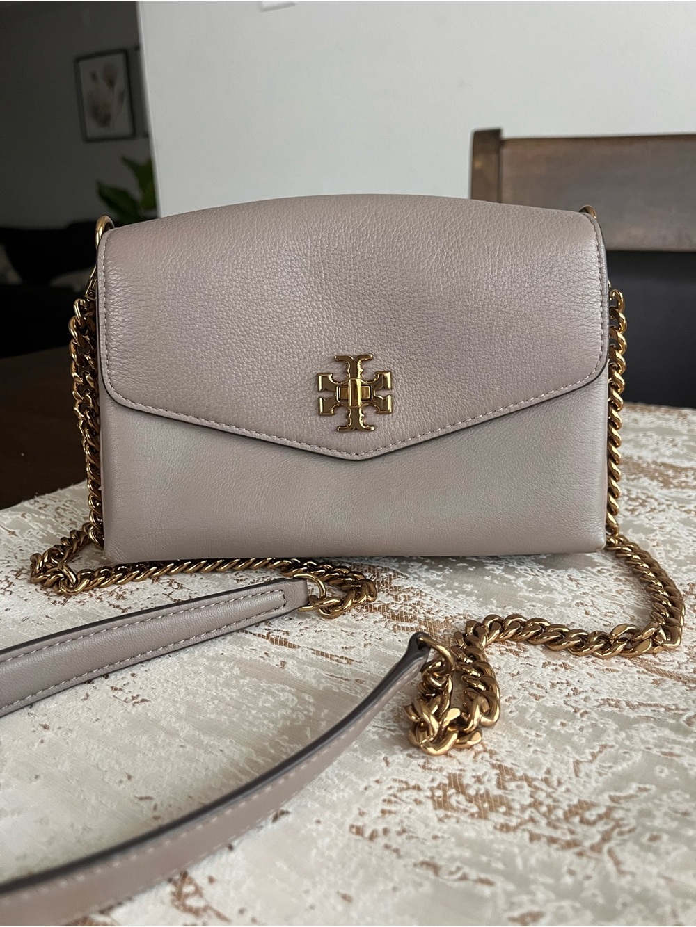 Tory Burch Kira Turnlock Suede Shoulder Bag